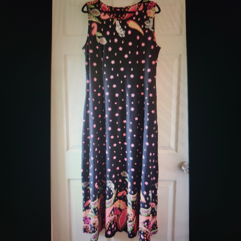 Reborn Size 1X Black & Pink Floral Sleeveless Maxi Dress - Pockets! Super Soft!